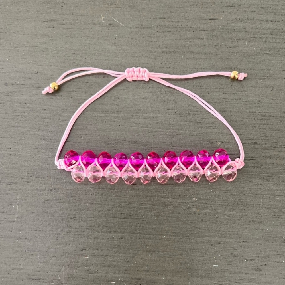 1/$5 or 3/$10 NWT Pink Adjustable Faceted Bead Bracelet